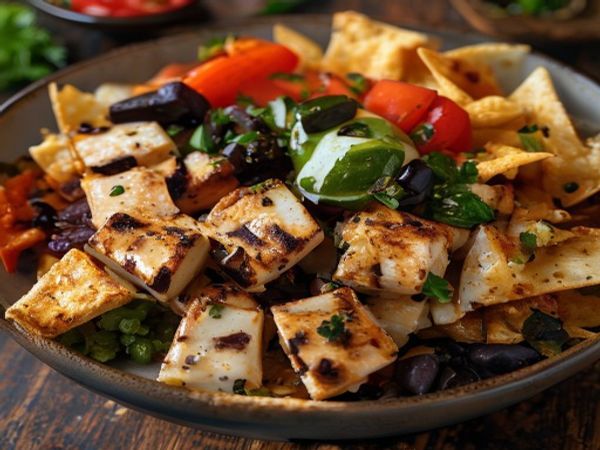 Grilled Paneer Mexican Nachos Bowl